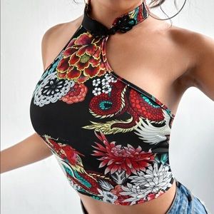 Asian mandarin collar crop top